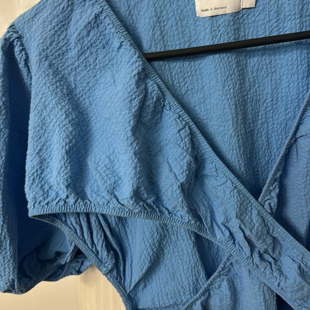 ASOS Design EUC Seersucker Wrap Like Upper Part  With Cut Detail - Picture 4 of 17